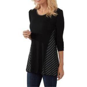 Soft Surroundings Thalia Black + Gray Striped Tunic Size Woman's Medium